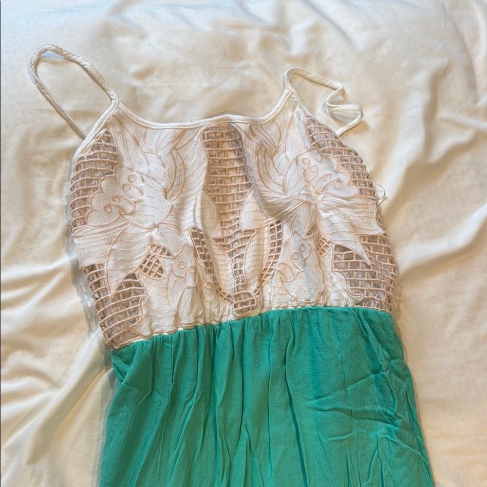 Elegant Lace and Teal Dress